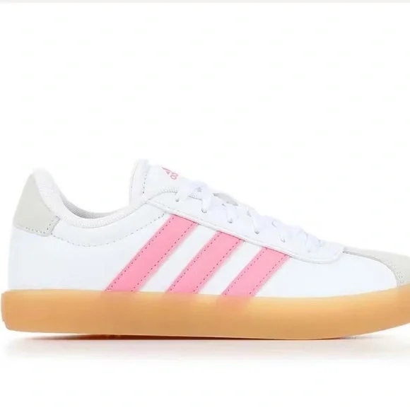 Adidas VL Court 3.0 Kids White and Pink Shoes - Picture 5 of 6